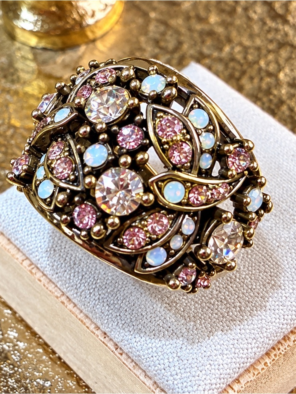 Heidi Daus "Fantasy in Flight" Dragonfly Crystal Band Ring Bronzetone *Size 8 - Picture 5 of 6